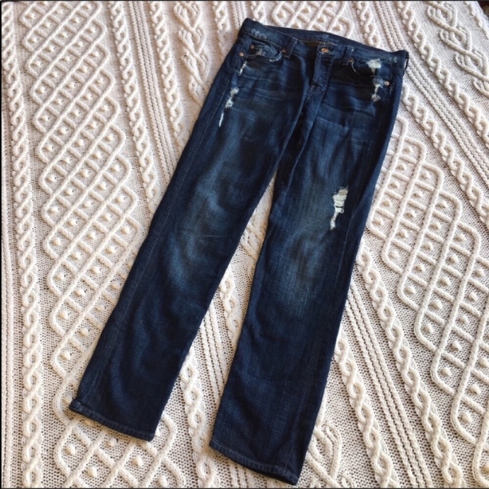 7 FAM Josefina Button Fly Distressed Jeans Sz 26